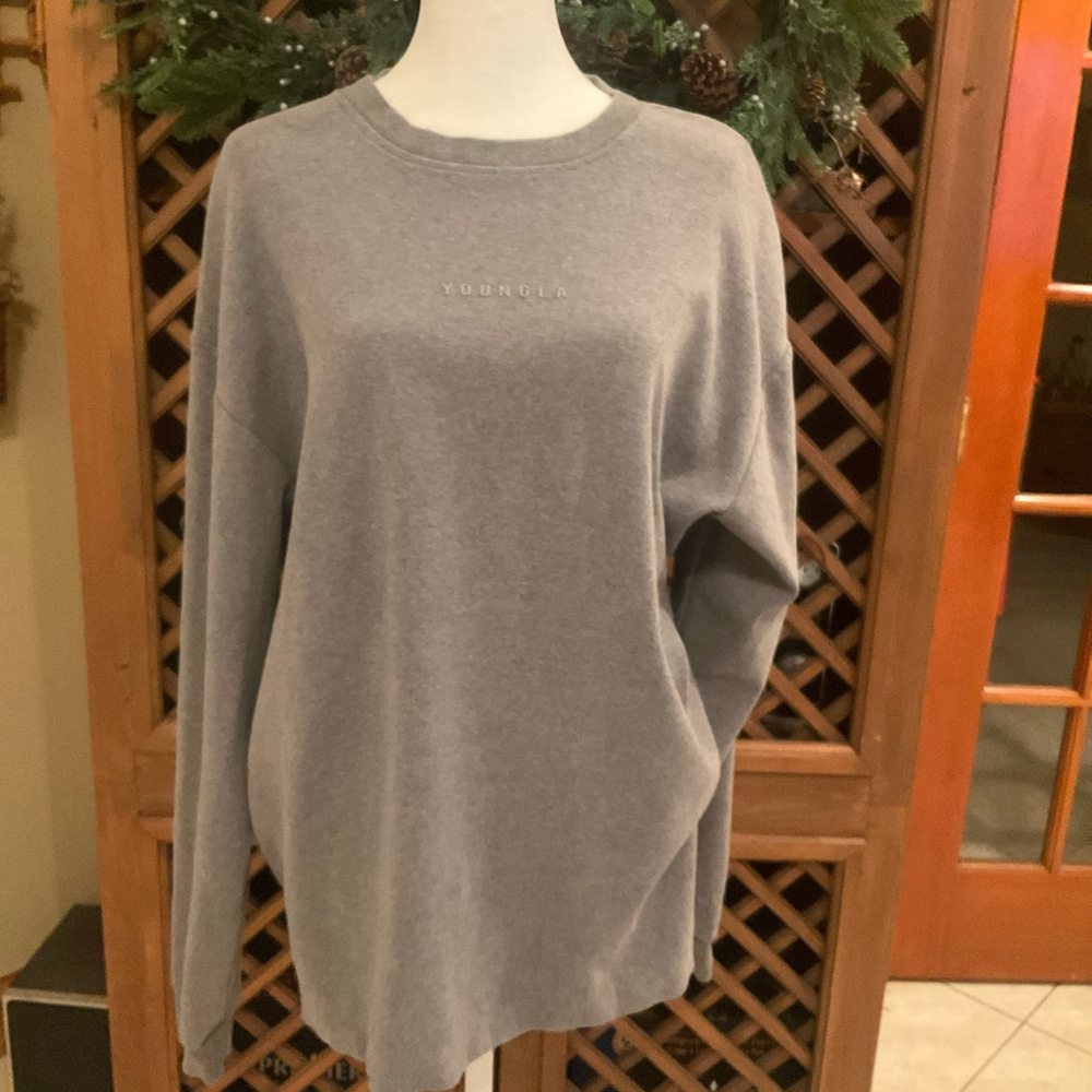 YoungLA Gray Crewneck Sweatshirt Streetwear Loungewear Unisex Size XL
